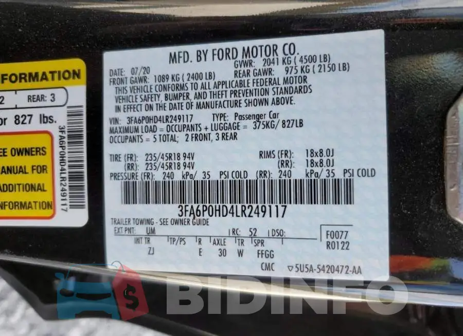 3FA6P0HD4LR249117 Photo# 13