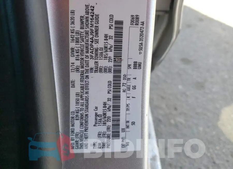 3FADP4AJ9FM164242 Photo# 12