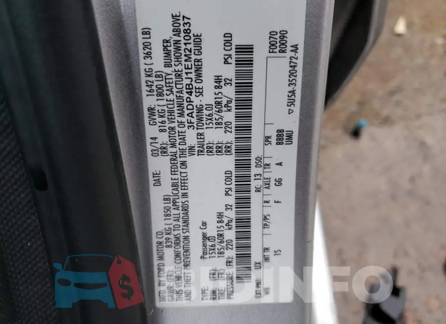 3FADP4BJ1EM210837 Photo# 12