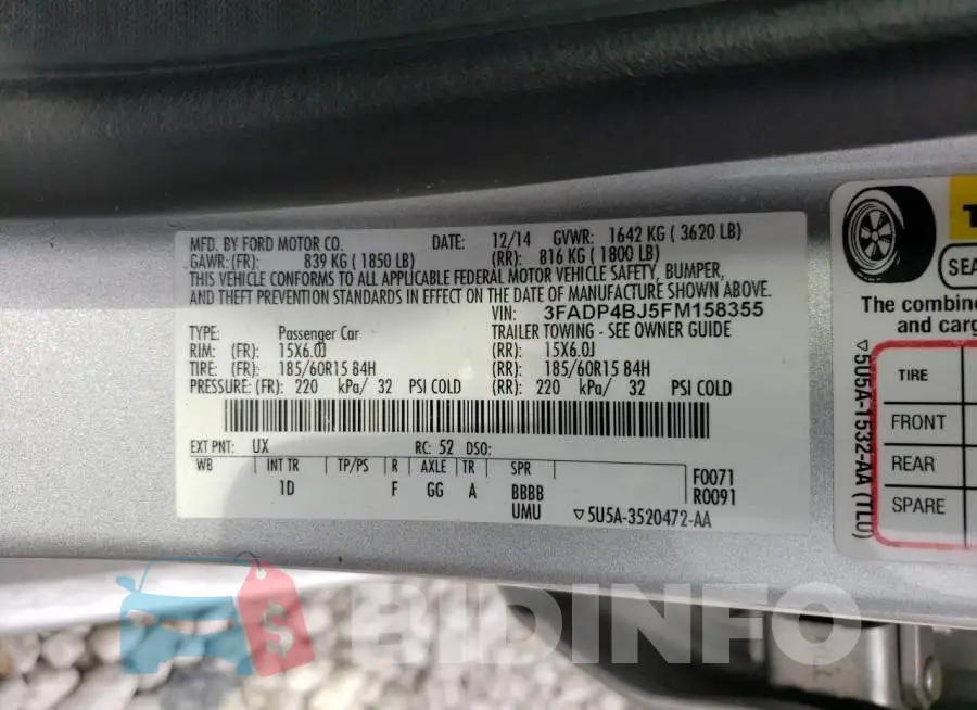 3FADP4BJ5FM158355 Photo# 13