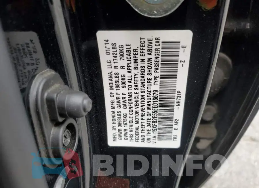 19XFB2E55EE016679 Photo# 12