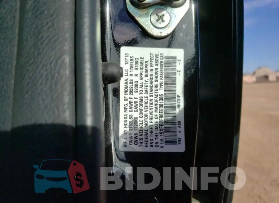 19XFB2F96EE001366 Photo# 12