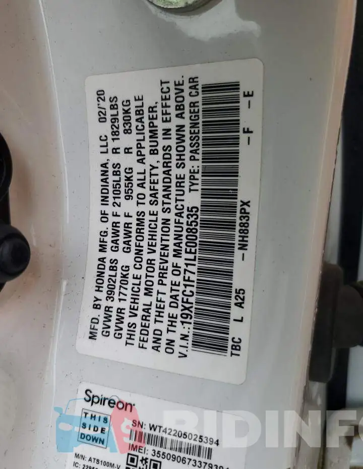 19XFC1F71LE008535 Photo# 13