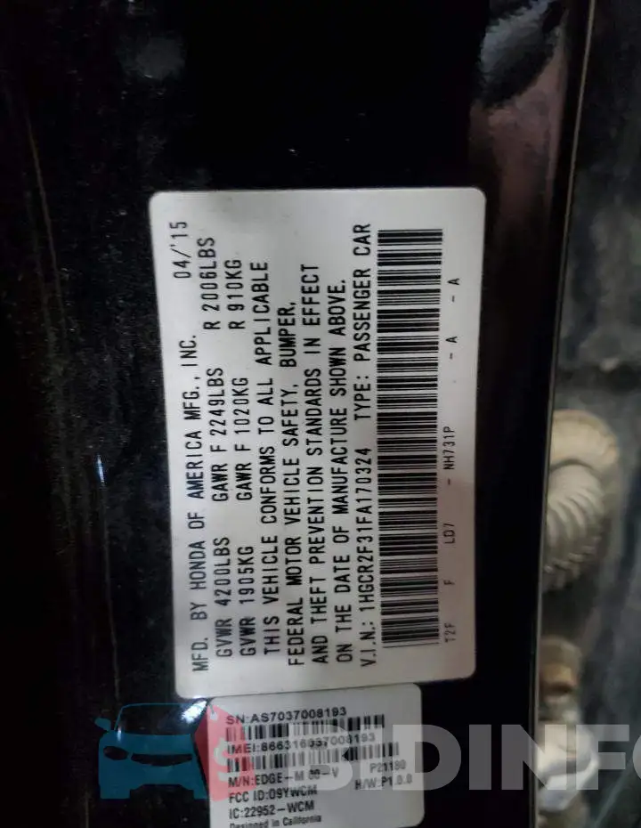 1HGCR2F31FA170324 Photo# 13