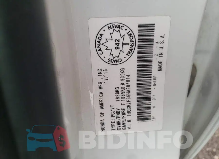 1HGCR2F56HA804814 Photo# 13