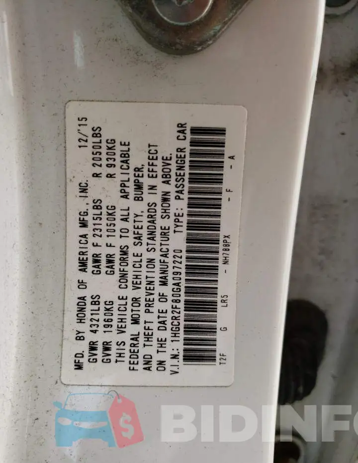 1HGCR2F80GA097220 Photo# 12