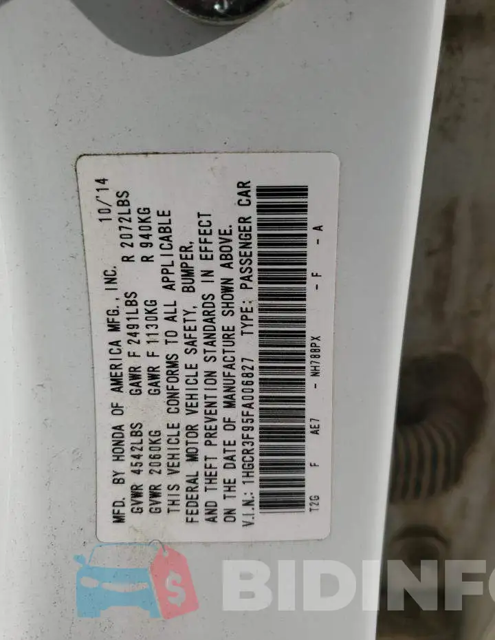 1HGCR3F95FA006827 Photo# 12