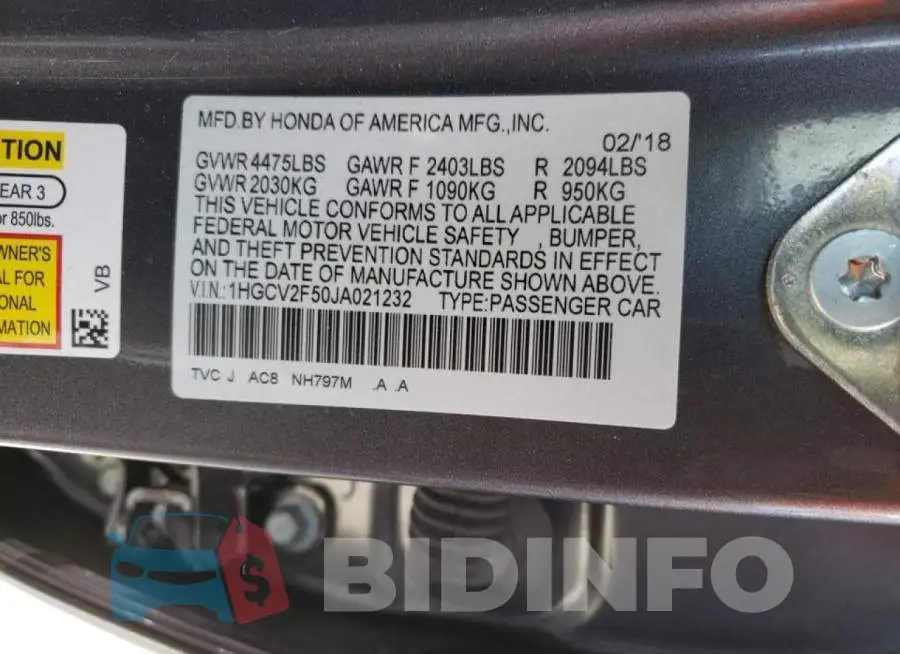 1HGCV2F50JA021232 Photo# 12