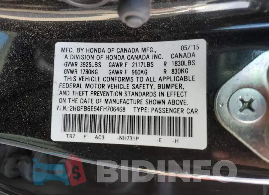 2HGFB6E54FH706468 Photo# 13