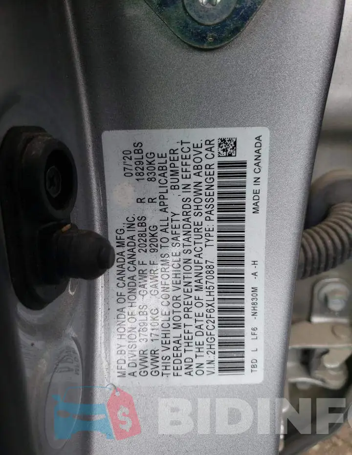 2HGFC2F6XLH570887 Photo# 12
