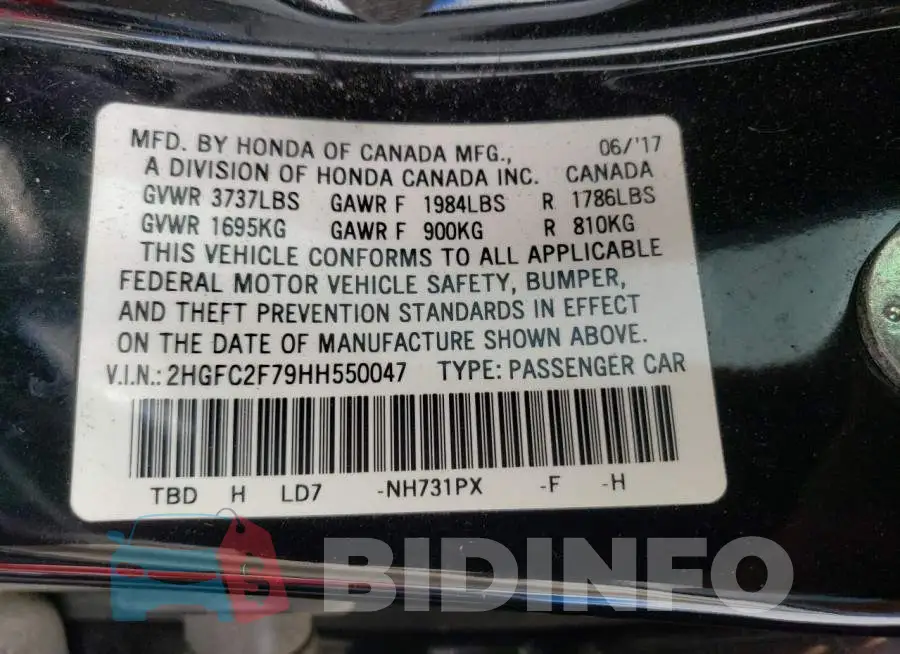 2HGFC2F79HH550047 Photo# 12