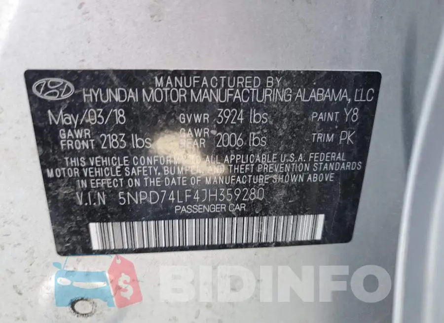 5NPD74LF4JH359280 Photo# 13