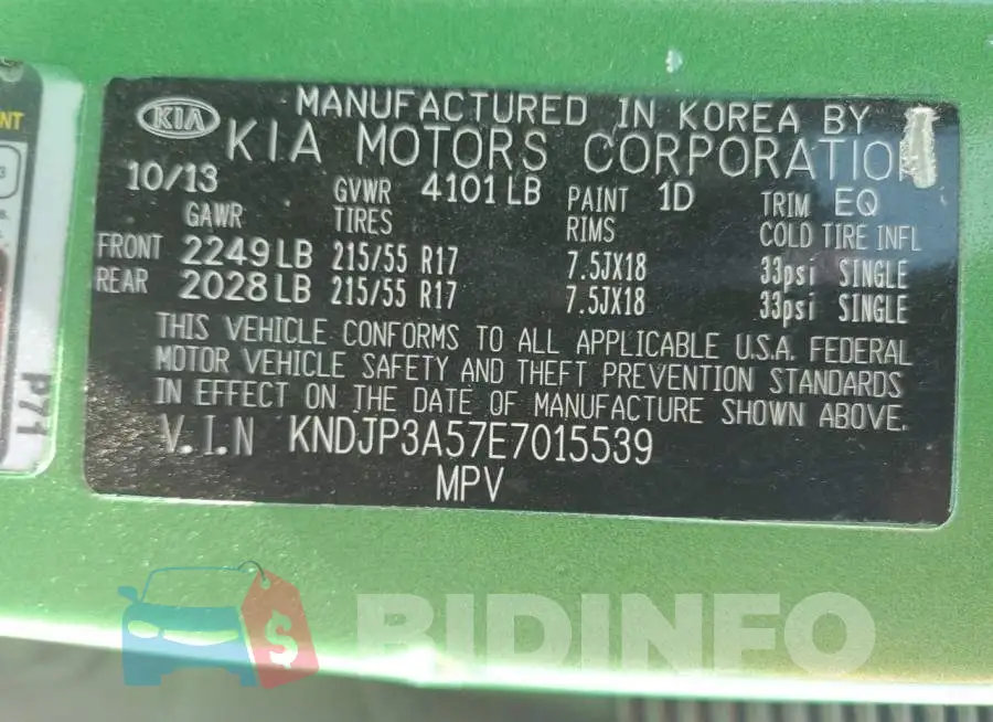 KNDJP3A57E7015539 Photo# 12