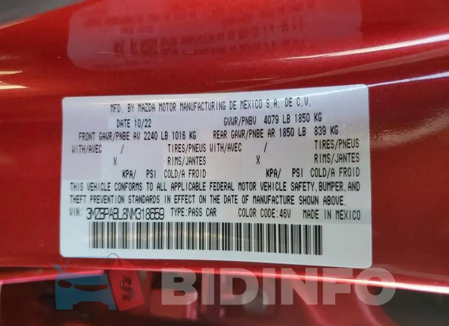 3MZBPABL8NM318659 Photo# 12