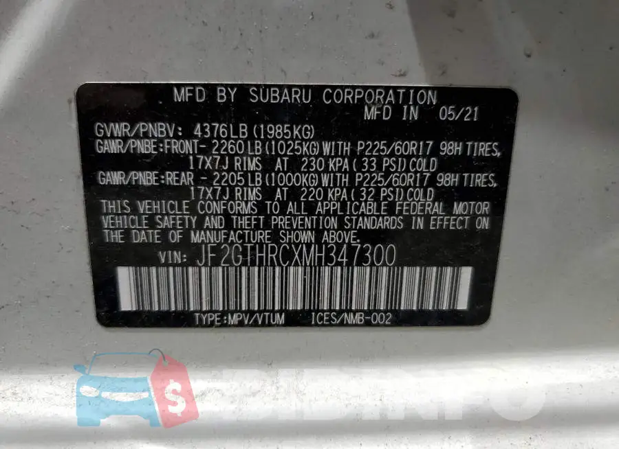 JF2GTHRCXMH347300 Photo# 14