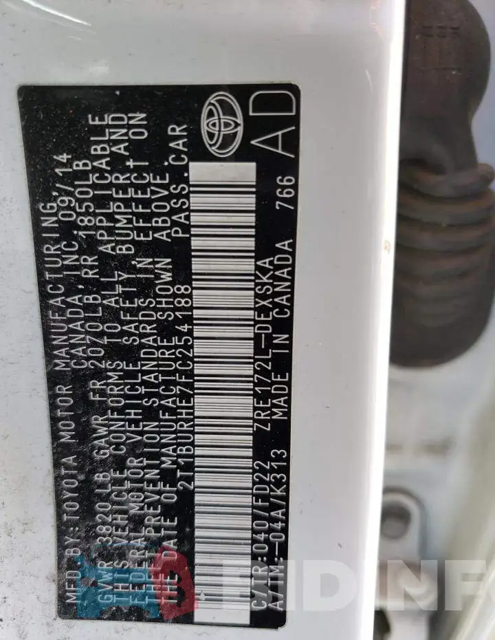 2T1BURHE7FC254188 Photo# 12