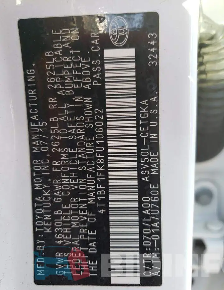 4T1BF1FK8FU106022 Photo# 12