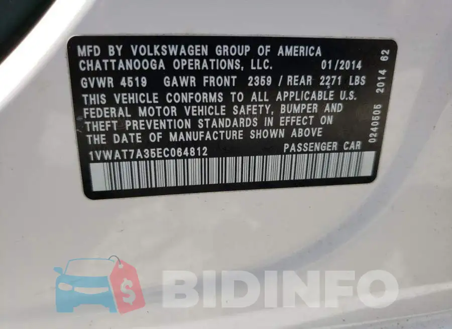 1VWAT7A35EC064812 Photo# 12