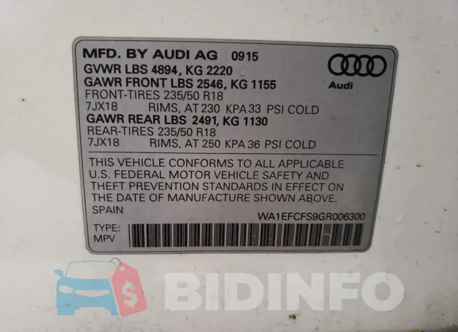 WA1EFCFS9GR006300 Photo# 12