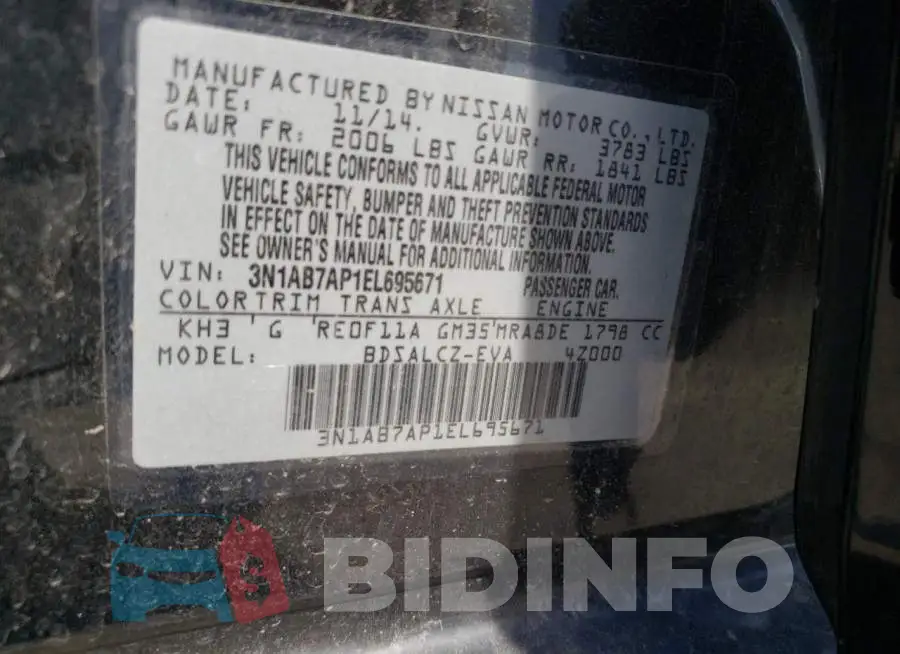 3N1AB7AP1EL695671 Photo# 13
