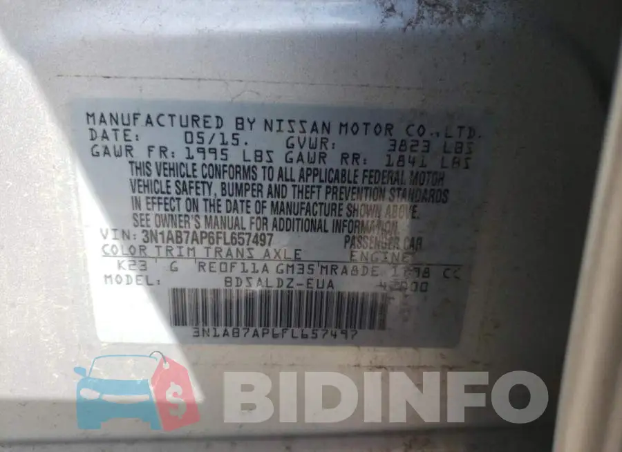 3N1AB7AP6FL657497 Photo# 12