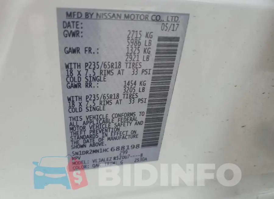 5N1DR2MN1HC688198 Photo# 13