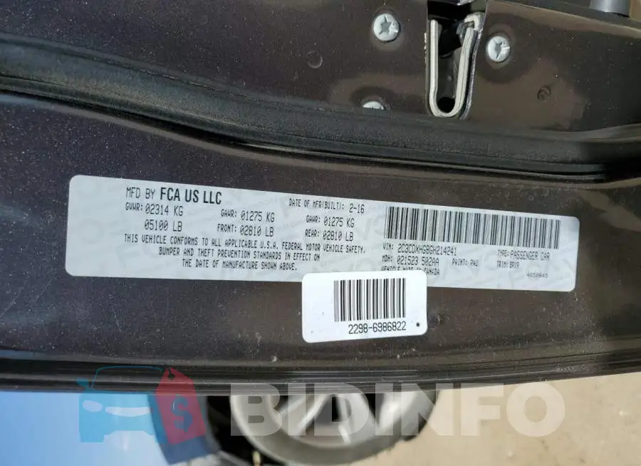 2C3CDXHG8GH214241 Photo# 13