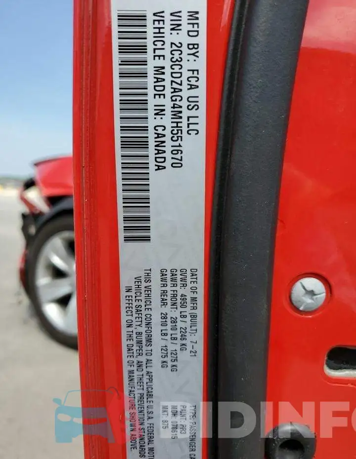 2C3CDZAG4MH551670 Photo# 12
