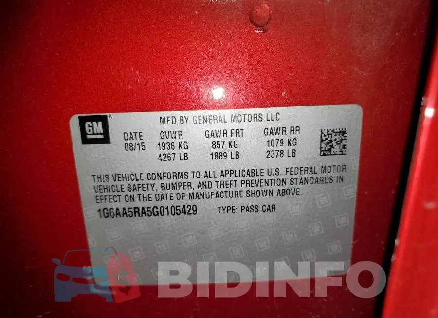 1G6AA5RA5G0105429 Photo# 13