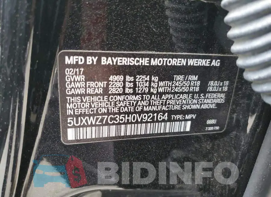 5UXWZ7C35H0V92164 Photo# 13