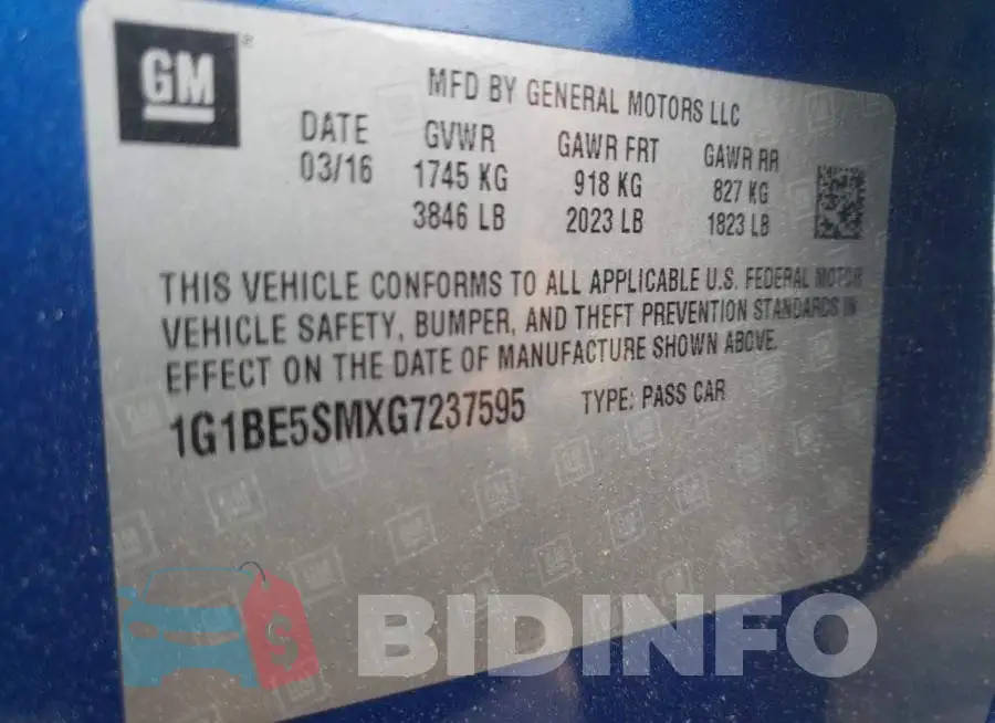 1G1BE5SMXG7237595 Photo# 13