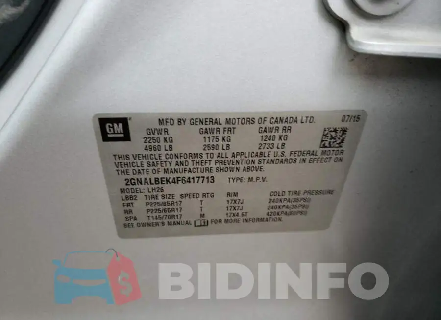 2GNALBEK4F6417713 Photo# 12