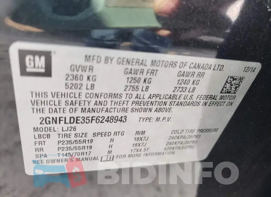 2GNFLDE35F6248943 Photo# 13