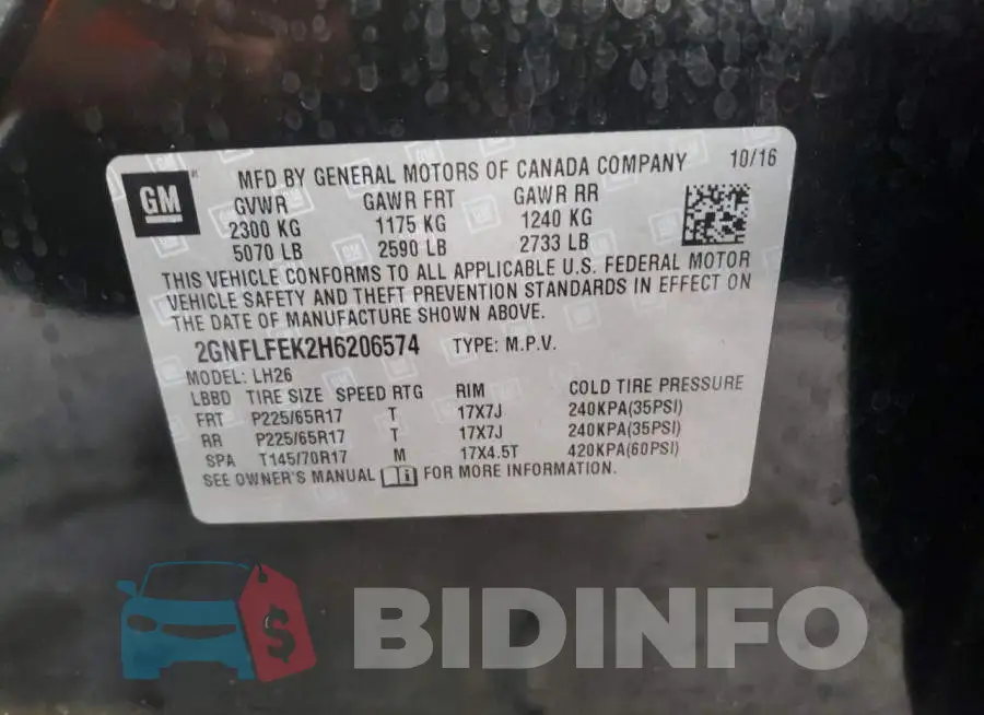 2GNFLFEK2H6206574 Photo# 10