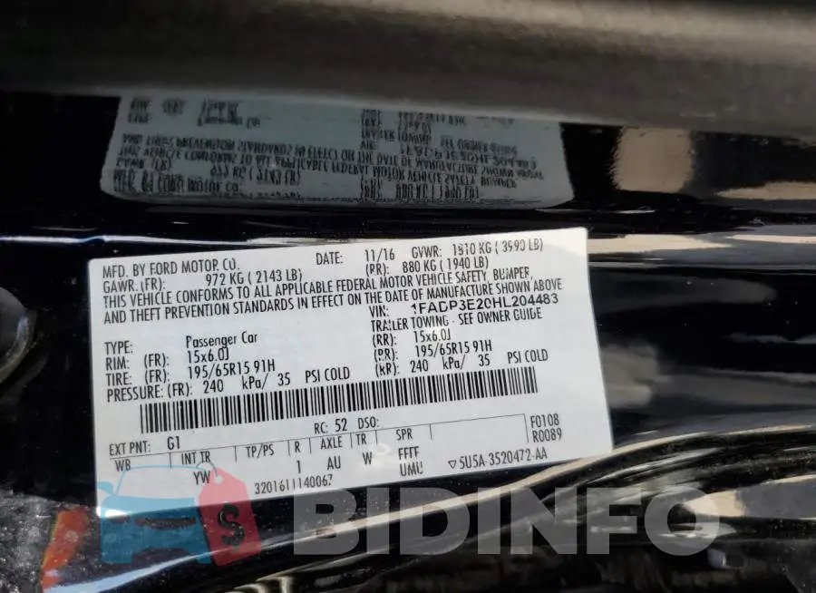 1FADP3E20HL204483 Photo# 12