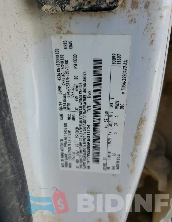 1FT7W2B65KEG11304 Photo# 12