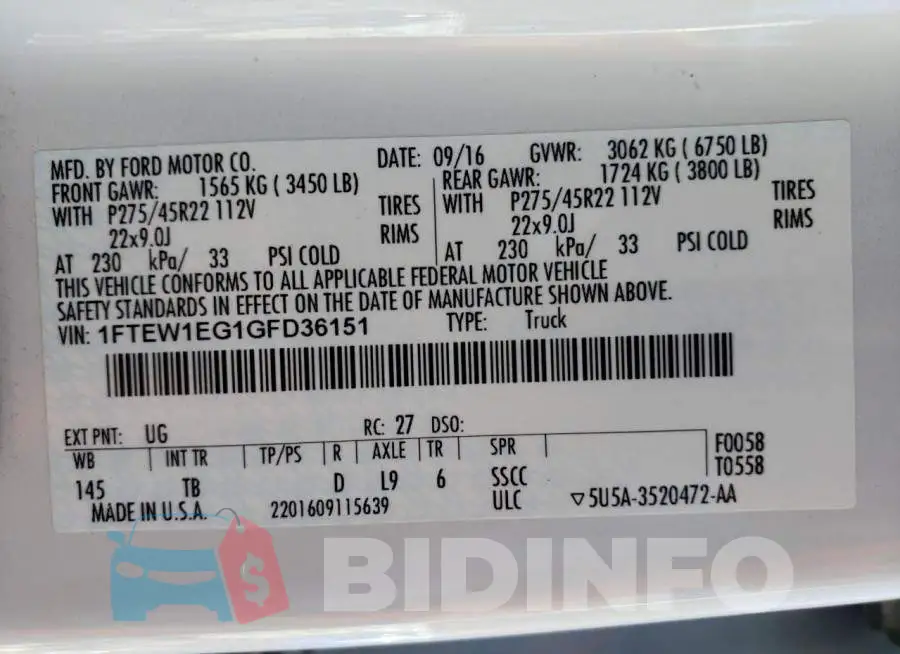 1FTEW1EG1GFD36151 Photo# 12