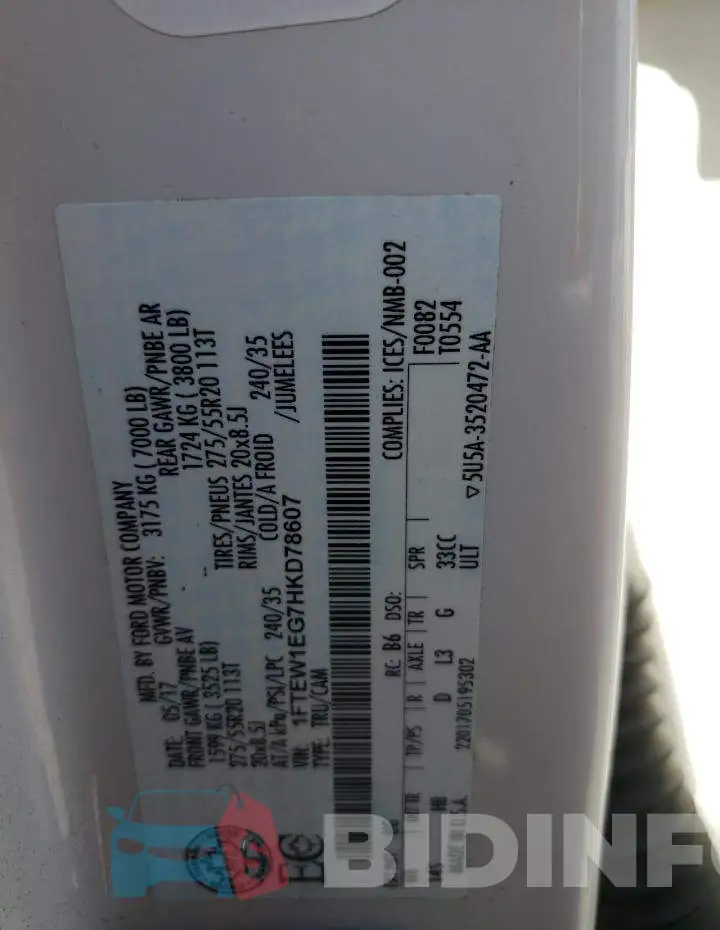 1FTEW1EG7HKD78607 Photo# 12