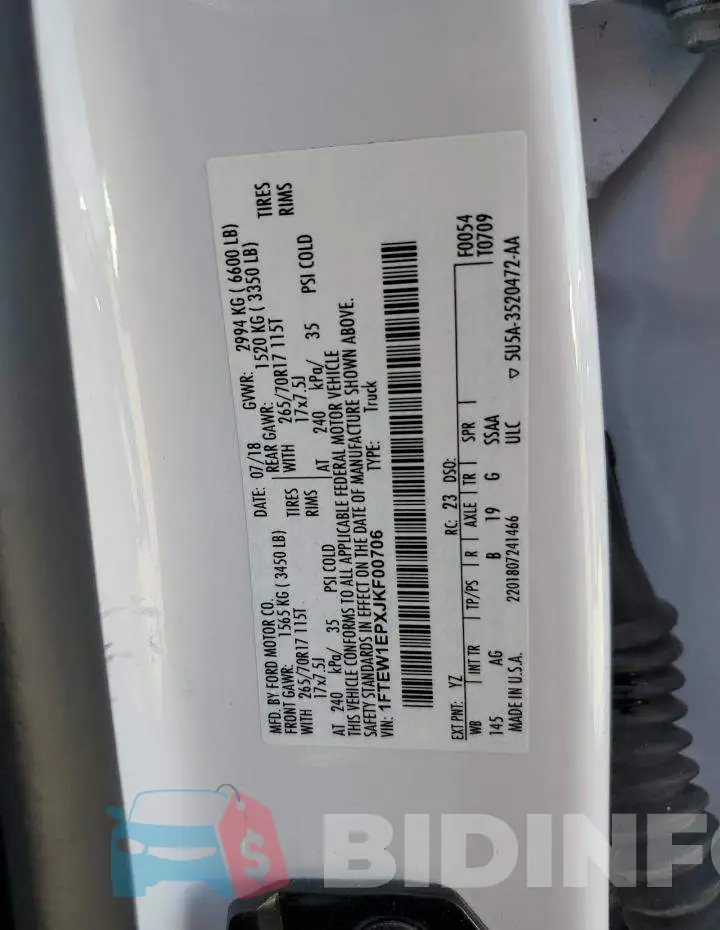 1FTEW1EPXJKF00706 Photo# 12