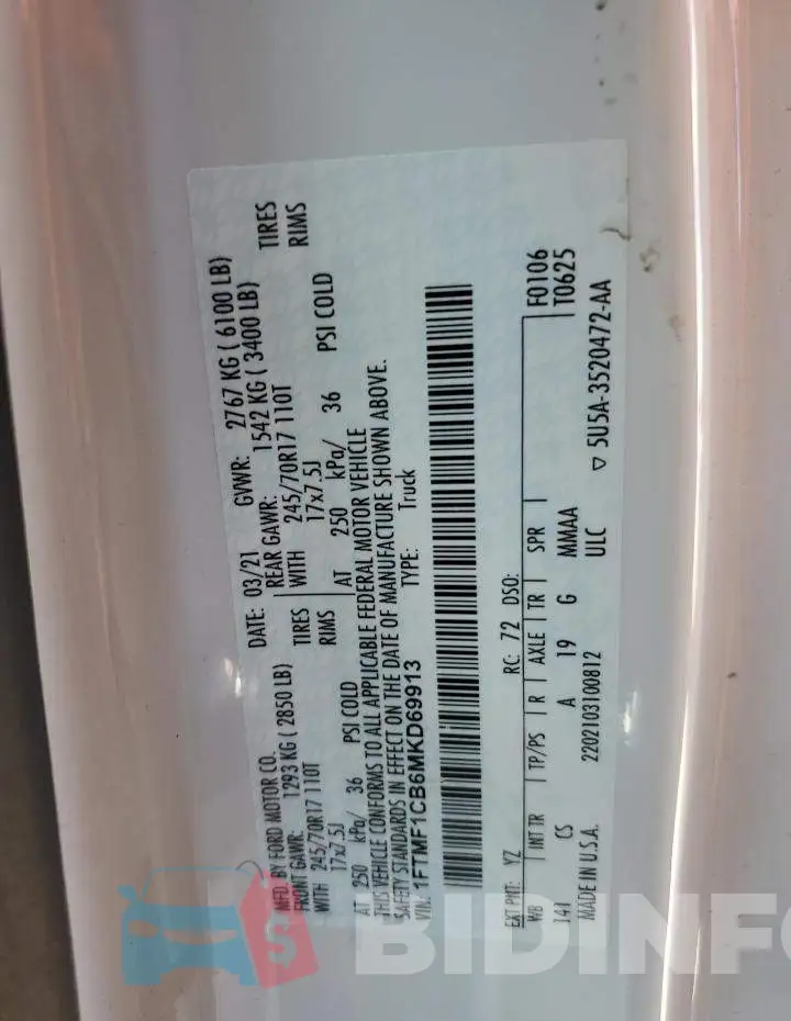 1FTMF1CB6MKD69913 Photo# 12