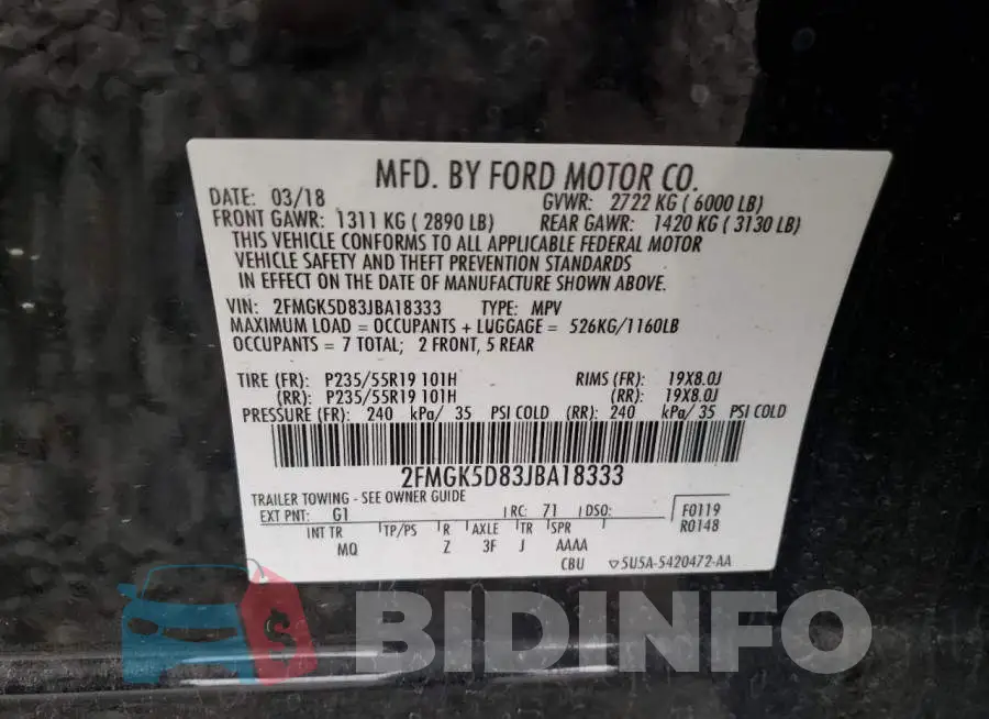 2FMGK5D83JBA18333 Photo# 12