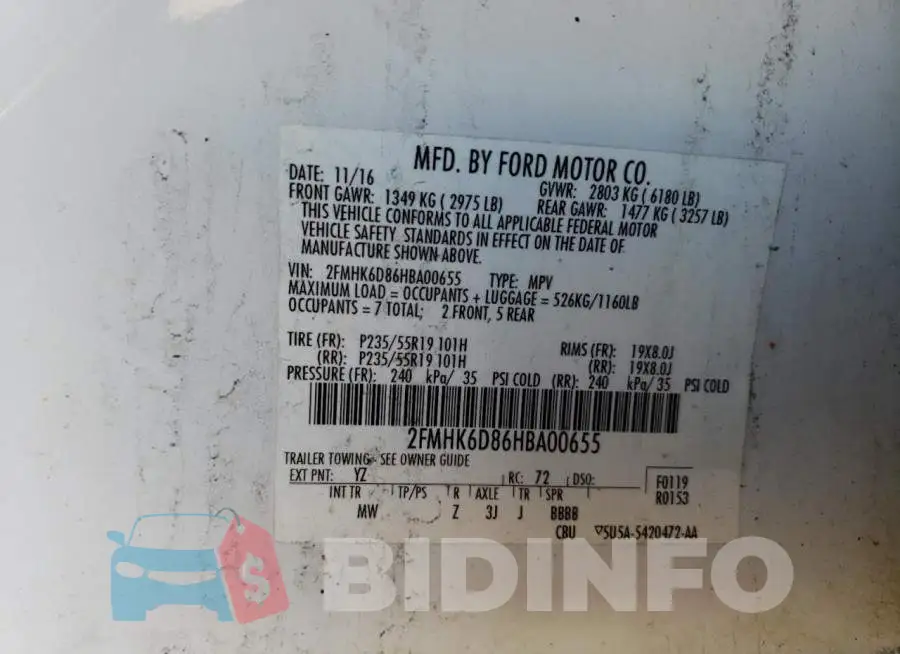 2FMHK6D86HBA00655 Photo# 13