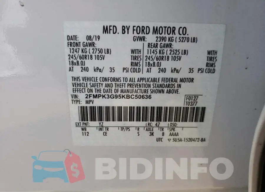 2FMPK3G95KBC50636 Photo# 12