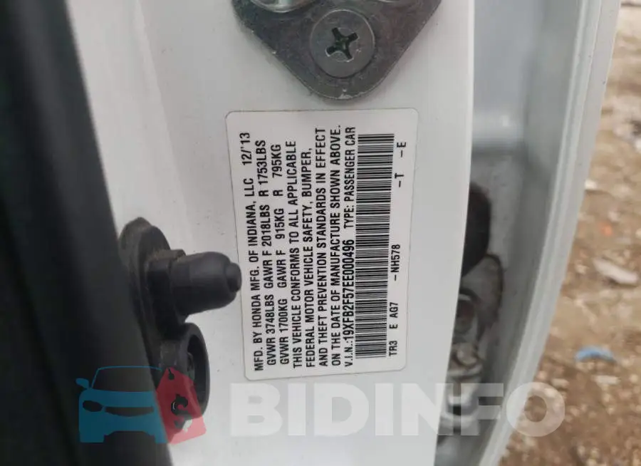 19XFB2F57EE000496 Photo# 12