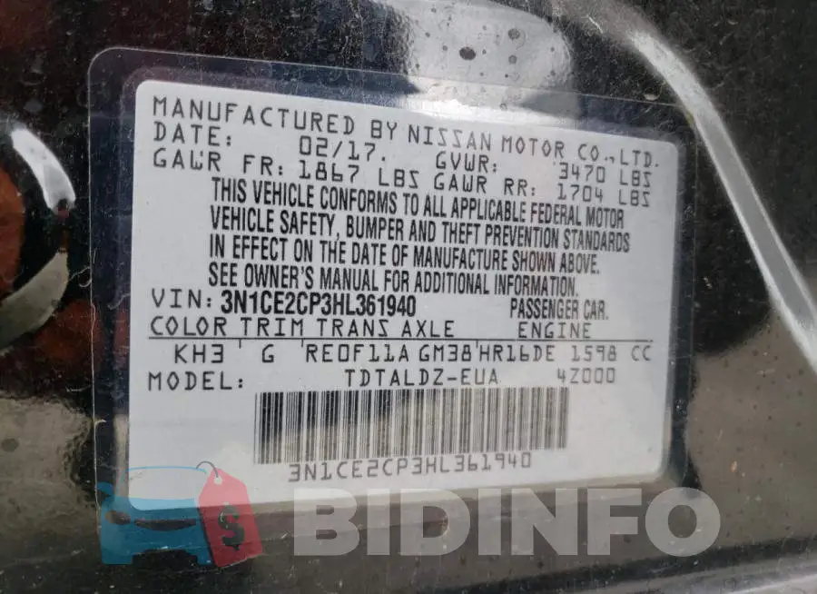 3N1CE2CP3HL361940 Photo# 12