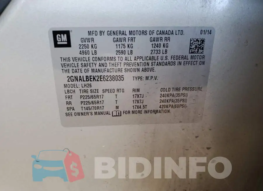 2GNALBEK2E6238035 Photo# 13