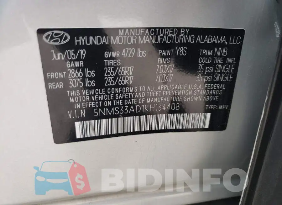 5NMS33AD1KH134408 Photo# 13