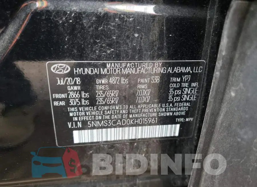 5NMS3CAD0KH015961 Photo# 13