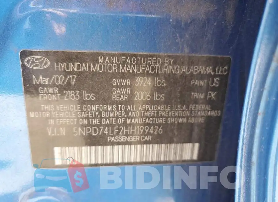 5NPD74LF2HH199426 Photo# 12