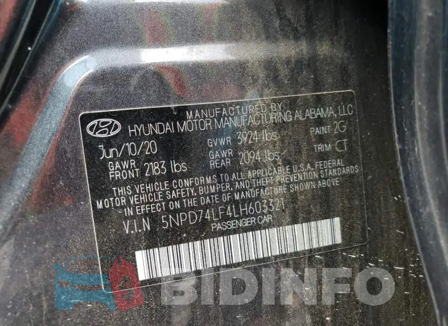 5NPD74LF4LH603321 Photo# 13
